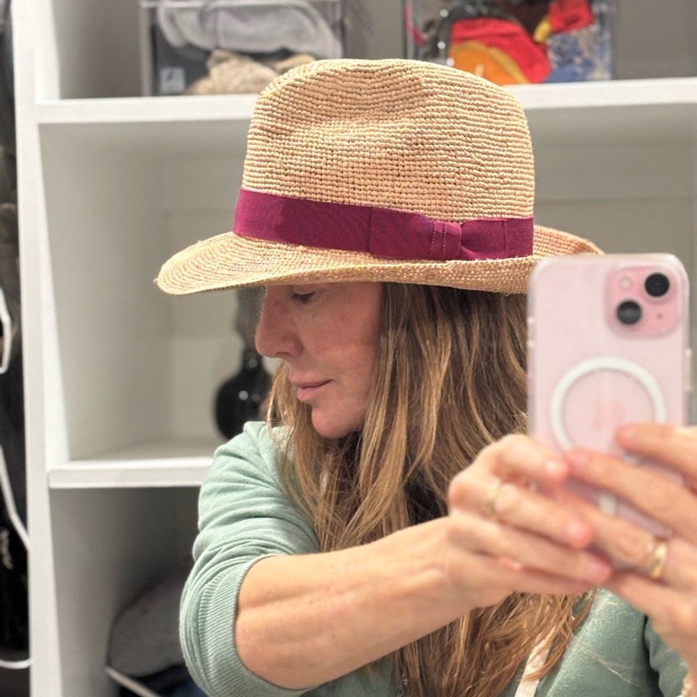 Helen Kaminski Tan Fedora with Rich Burgundy Band